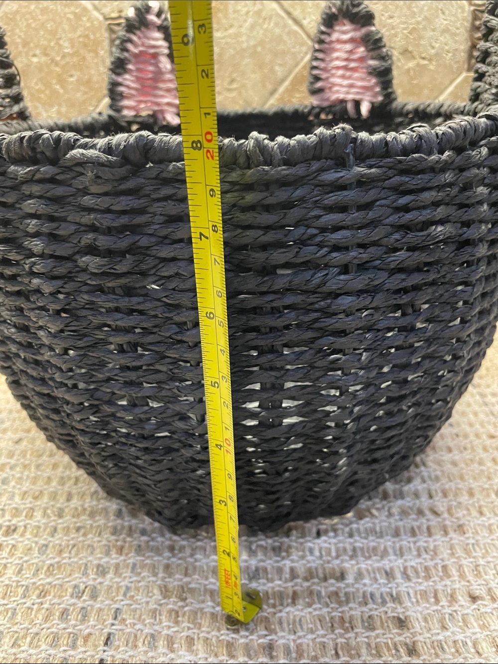 Black Cat Woven Basket with Pink Accents - Picture 7 of 11